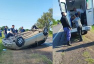 Colonia Benítez: un auto perdió el control y terminó volcando a la vera de la Ruta 11