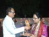 Shivraj Singh Chouhan celebrates Karva Chauth with his wife Sadhn