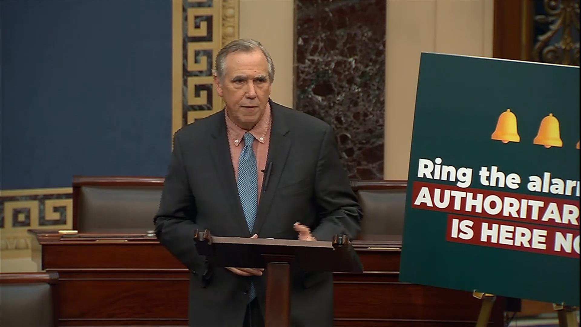 Senator speaking through the night, says Trump is 'shredding our constitution'