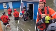 Impresionante rescate de 5 personas y un perro en motel inundado