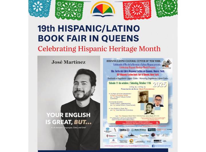 José Martínez presentará Your English is Great, But… en la 19ª Feria del Libro Hispana/Latina en Queens