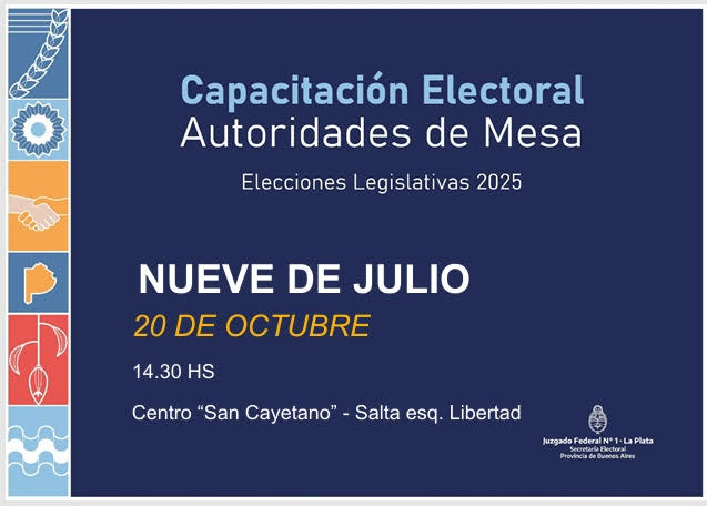 Elecciones: hoy 14.30 hs, capacitación para autoridades de mesa