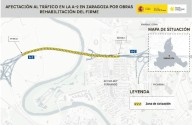 Cortes y desvíos en la Ronda Norte de Zaragoza y la A-2 este fin de semana por obras de mejora