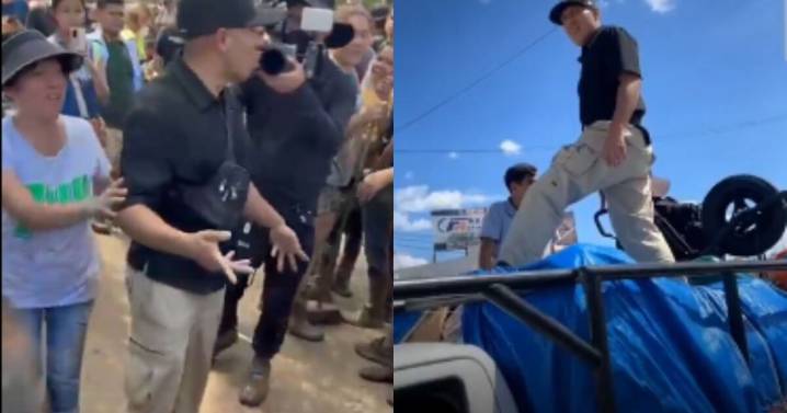 VIDEO: Yulay logra entregar víveres en Poza Rica pese a ser bloqueado por militares