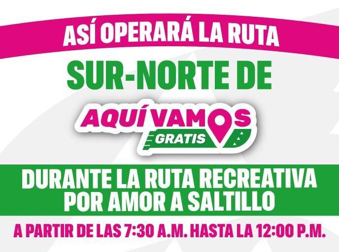 Así operará el “Aquí Vamos Gratis” durante la Ruta Recreativa