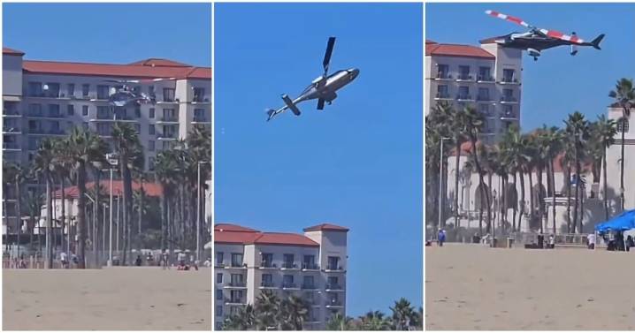Helicóptero se desploma en playa de Huntington Beach, California; hay 5 heridos