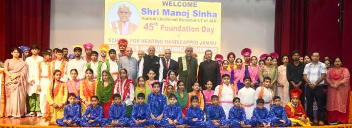 LG Manoj Sinha addresses the 45th Foundation Day of J&K Samaj Kalyan Kendra’s School for hearing impaired at Jammu