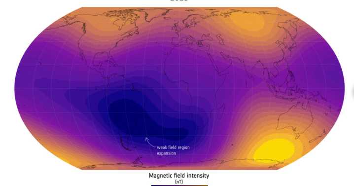 Satellites reveal weak spot in Earth's magnetic field keeps growing: "There's something special happening"
