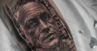 Horror fan gets 2ft tattoo of Ed Gein on his leg – but there's one major issue