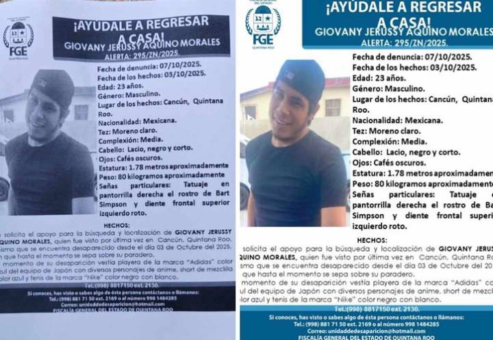 Activan ficha de búsqueda por joven desaparecido en el Crucero de Cancún