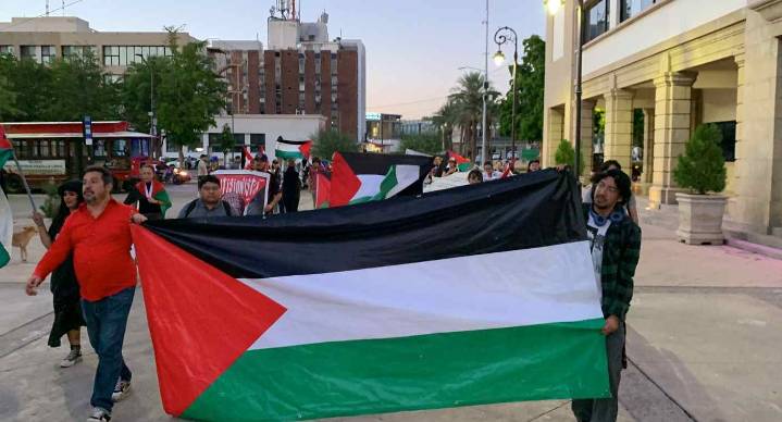 Activistas de Hermosillo protestan contra Israel tras intercepción de flotilla con mexicanos que llevaban ayuda a Gaza