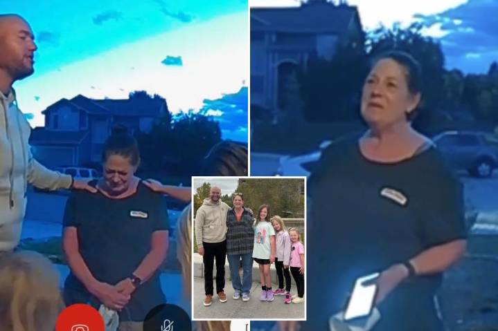 Colorado Pastor Neal Seiwert prays with Papa Johns pizza delivery driver Suzanna over wrong order