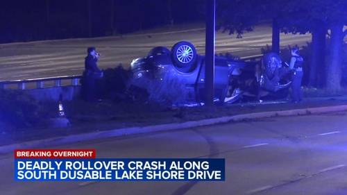 1 killed, 3 hospitalized in DuSable Lake Shore Drive rollover crash on South Side, Chicago police say