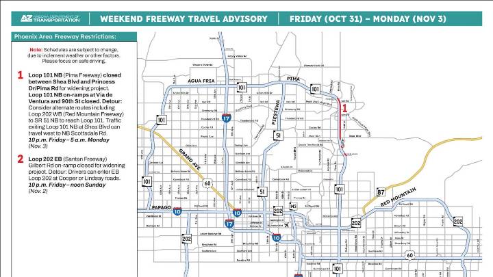 Part of Loop 101 will be closed over Halloween weekend. Here's where