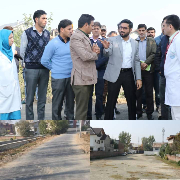 DC Srinagar inspects road, macadamization works at B&J Hospital