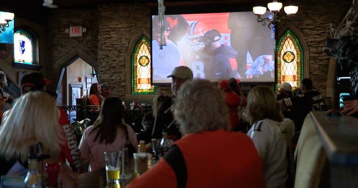 Fans gather to watch the Browns play in London