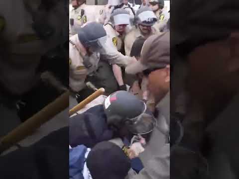 'They're Hitting us With F–king Sticks': Police Scuffle with Protestors Outside ICE Facility #shorts