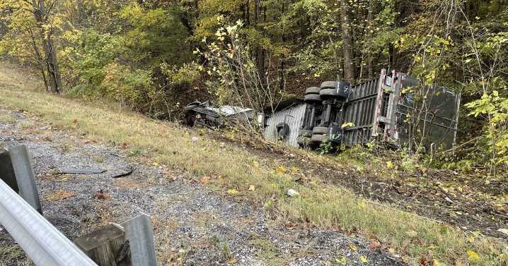 Truck carrying frozen bread causes crash on I