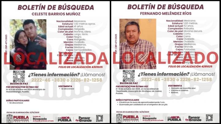 Localizan sin vida a Celeste Barrios y Fernando Meléndez, estaban desaparecidos tras fuertes lluvias en Puebla