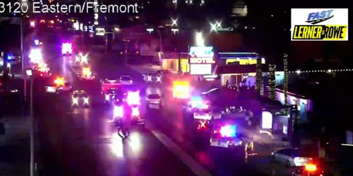 Heavy police activity closes roads in downtown Las Vegas