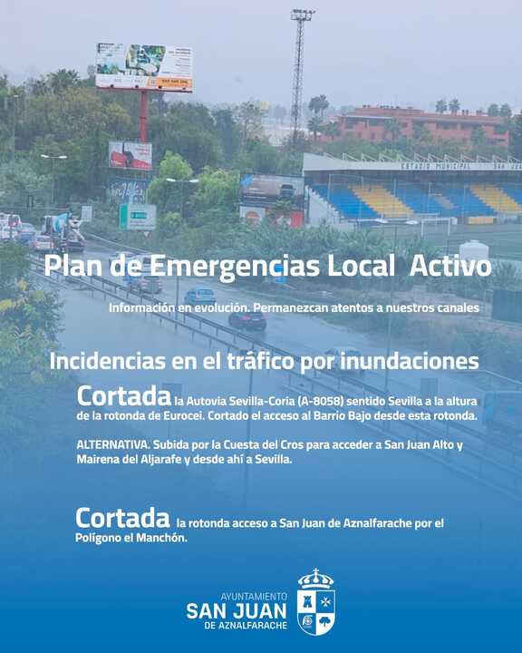 San Juan activa su Plan de Emergencias ante las fuertes lluvias y corta accesos por inundaciones