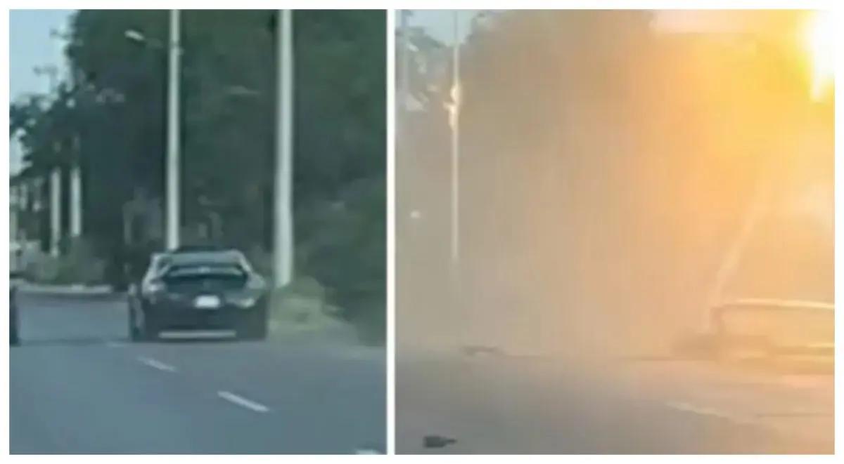 VIDEO: Conductor se estrella y derriba tres postes de luz durante presunta carrera clandestina en Escobedo