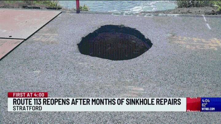 Route 113 reopened in Stratford after sink hole in June