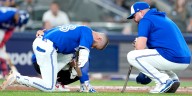 Nathan Lukes exits ALCS Game 1 after foul ball off knee