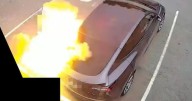 Horror moment Tesla driver sent flying after charger explodes in 'arc flash' blast