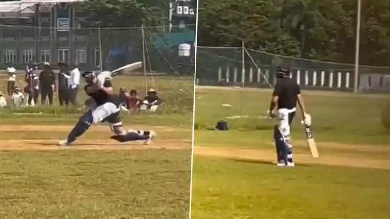 Cricket Rohit Sharma Breaks His Own Lamborghini As He Hits Massive Six During Practice Ahead of IND vs AUS ODI Series, Video Goes Viral