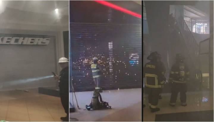 VIDEOS: Fuego en pantalla habría iniciado incendio en tienda Skechers del Costanera Center