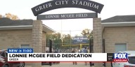 Athletic field dedication honors Greer superfan