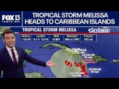 Tropical Storm Melissa heads to Caribbean islands