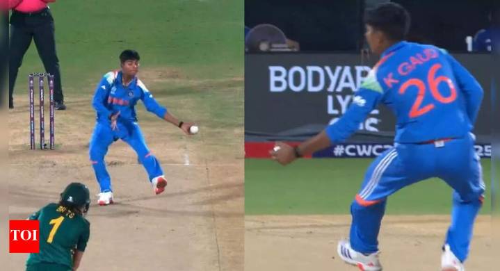 Hand of 'Gaud'! Indian seamer grabs a sensational catch in her follow