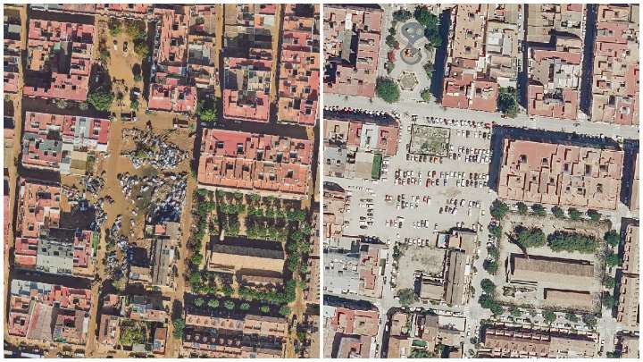 El antes y el después de las zonas más afectadas por la dana
