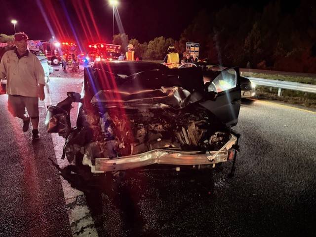 Five injured in three-vehicle crash on I