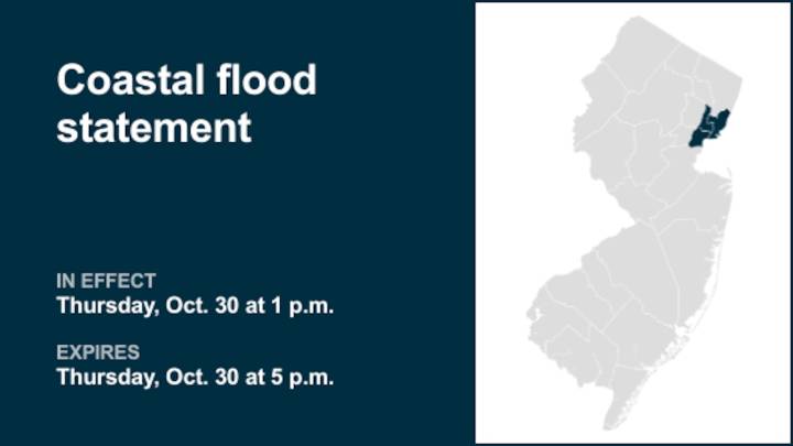 Coastal flood statement affecting 3 N.J. counties Thursday