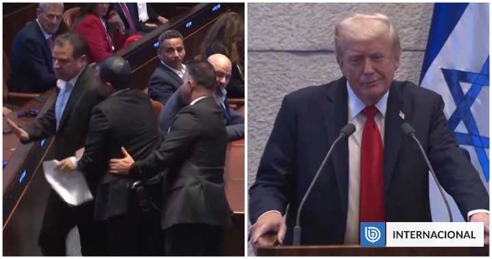 VIDEO | Gritos y expulsión: dos diputados interrumpen discurso de Trump ante el Parlamento israelí