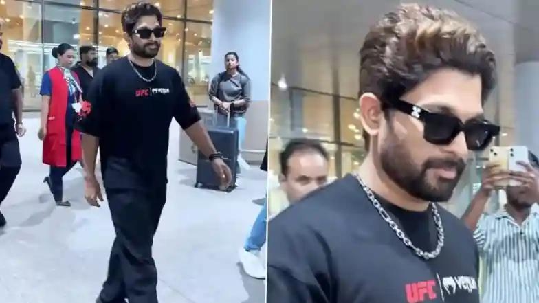 South Allu Arjun To Begin Shooting for Next Schedule of Atlee’s ‘AA22xA6’ Soon? Telugu Star Looks Dapper in All-Black Attire As He Gets Clicked at Mumbai Airport (Watch Video)