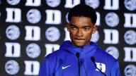 Listen as Duke basketball's Caleb Foster talks his growth with the Blue Devils