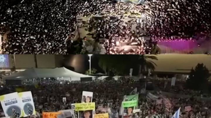 Crowds in ‘Hostages Square’ thank Trump
