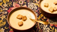Make this cheesy soup from broccoli and cauliflower scraps