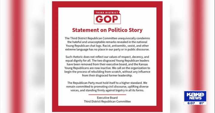 Kansas leaders react to Young Republicans leaked racist chats: 'Unacceptable and hateful'