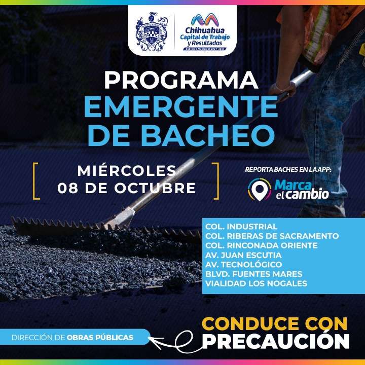 Estas zonas tendrán bacheo este miércoles 8 de octubre: Municipio