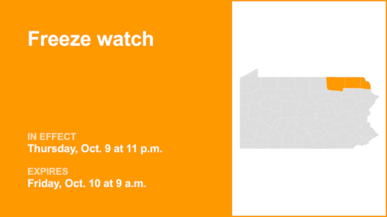 Northeast Pa. under a freeze watch Thursday and Friday