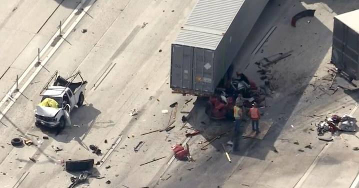 3 dead in fiery crash involving 4 semi