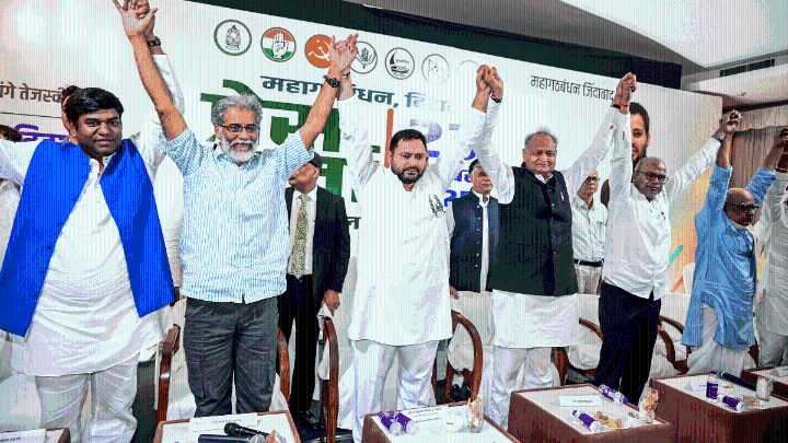 ‘Bihar Ka Tejashwi Pran’—Mahagathbandhan releases manifesto, says NDA’s poll pitch is a ‘jumla’