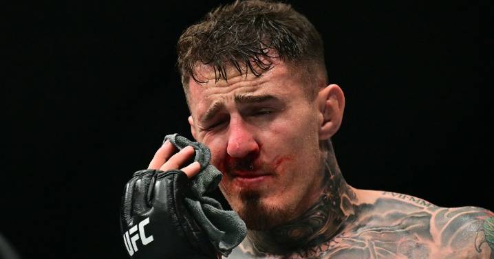 Aspinall UFC title defence ends in no-contest after eye poke