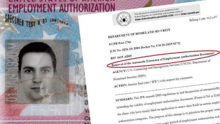 USCIS cancela la extensión automática de permiso de trabajo