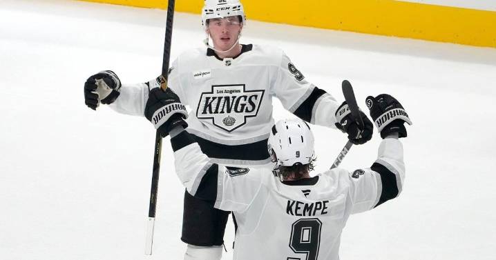 Kings blow 3-goal lead but Clarke scores late to beat Sharks 4